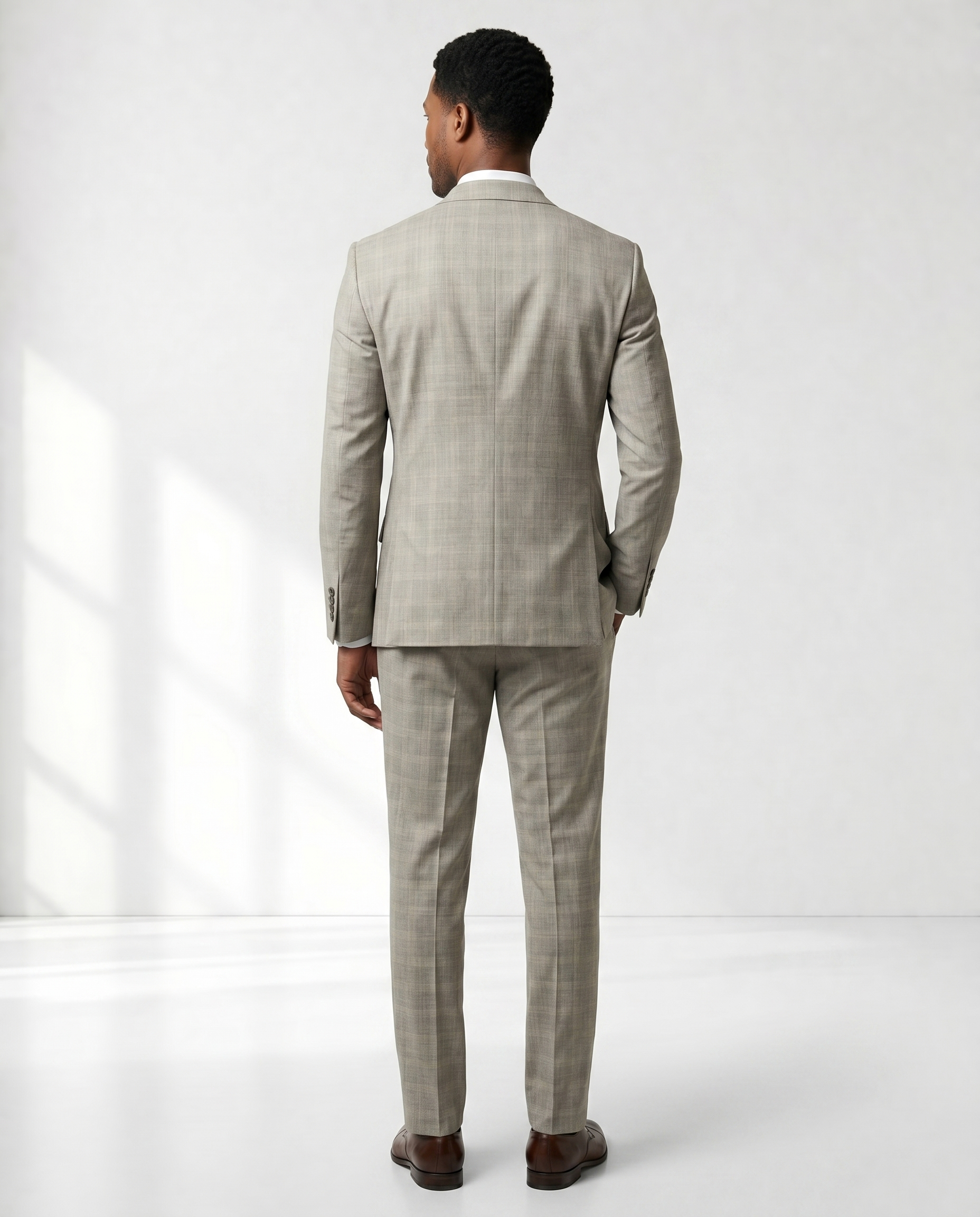 Costume Poliviscose Príncipe de Gales Bege