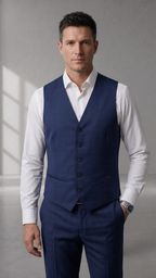 Terno Poliviscose Príncipe de Gales Azul Marinho