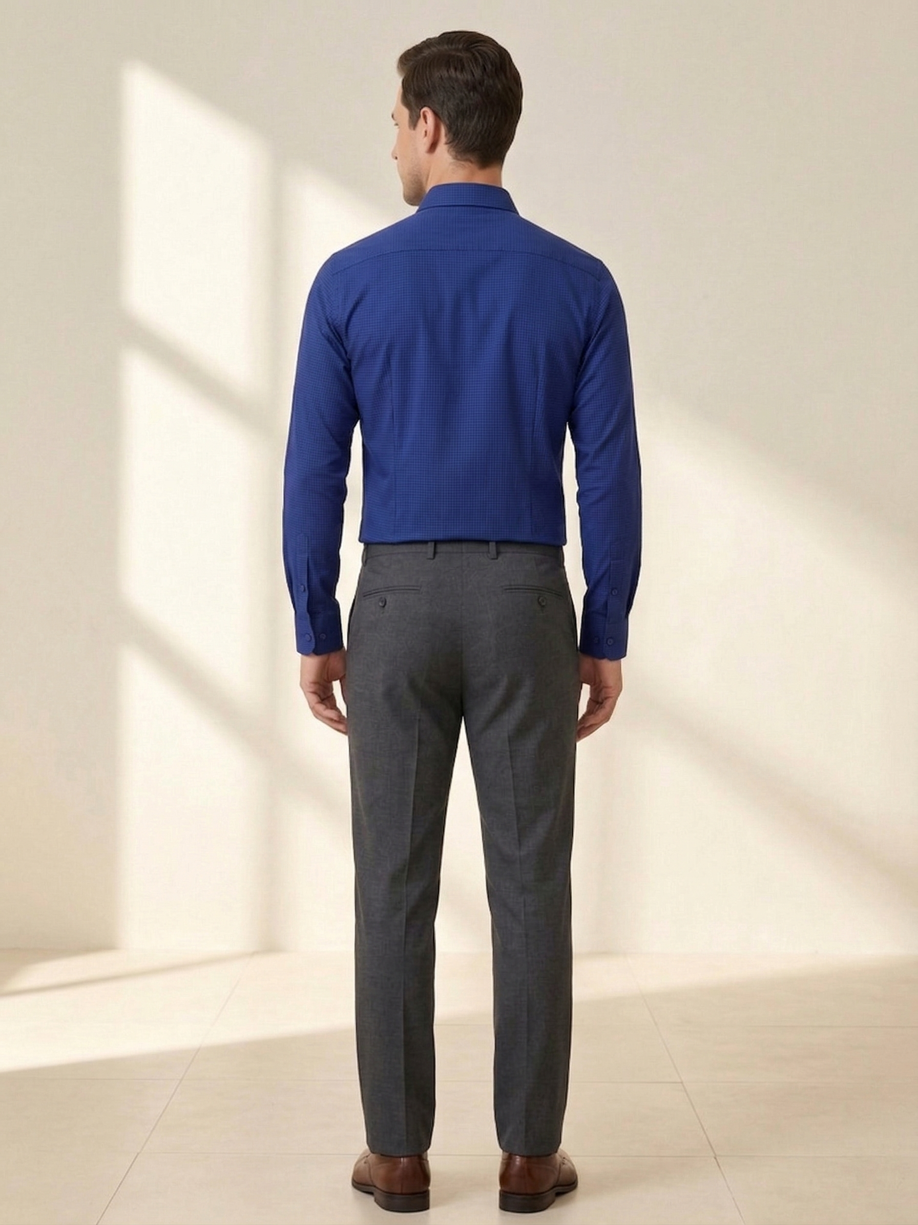 Camisa Social Masculina Azul Turquesa Xadrez