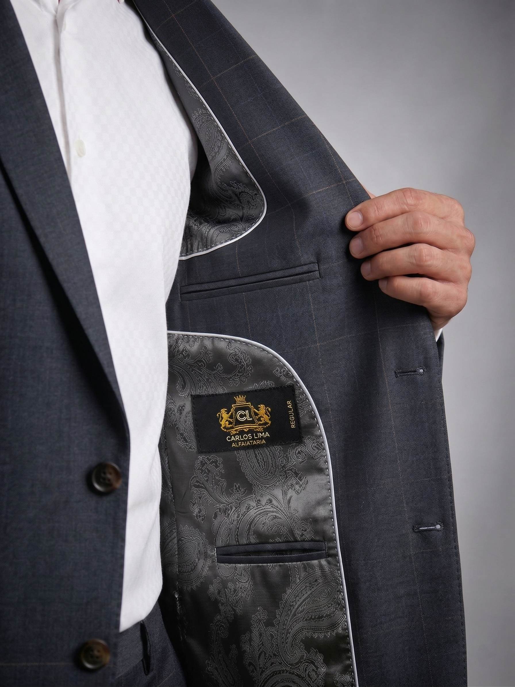 Costume Poliviscose Cinza Quadrile