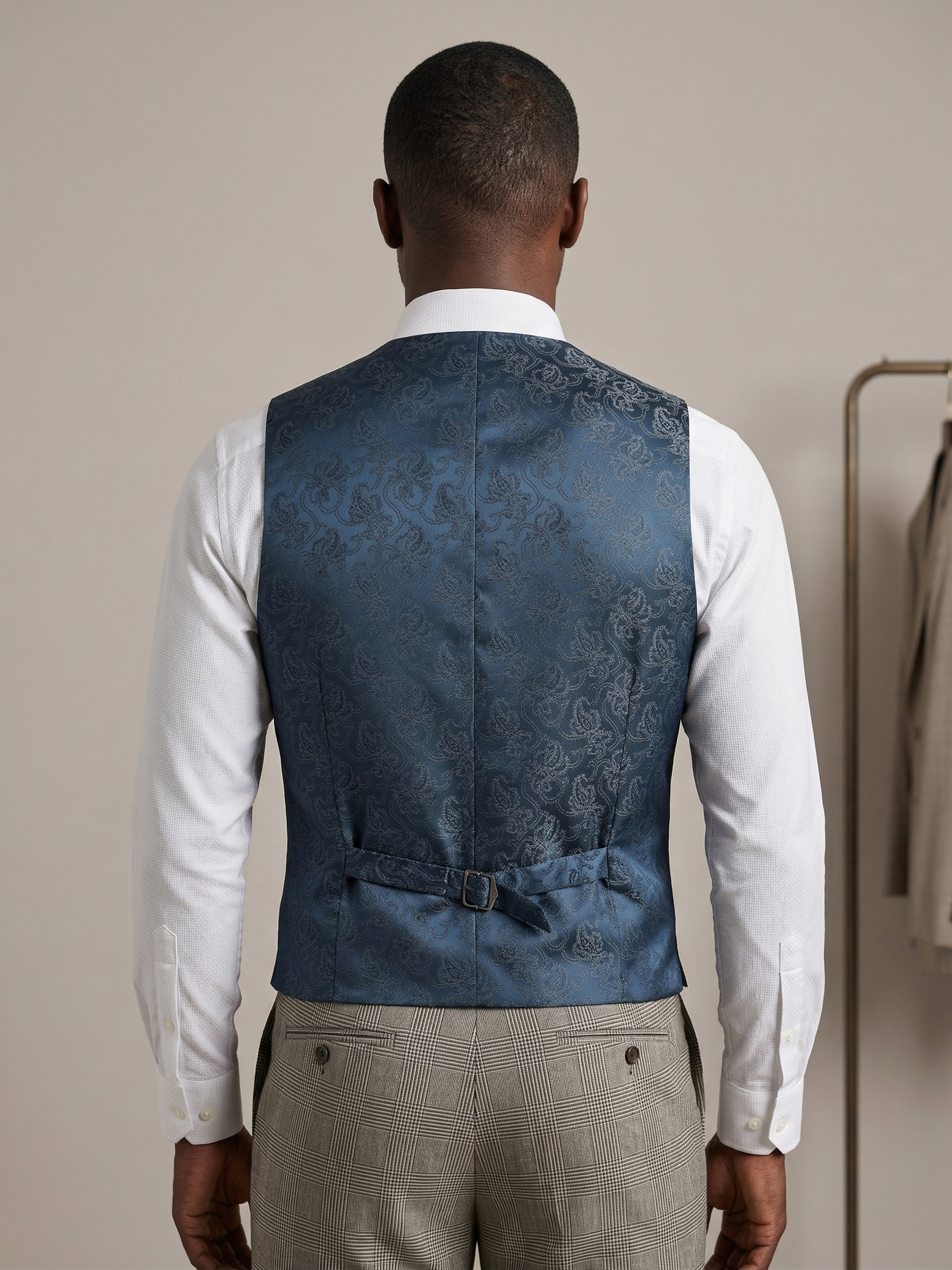 Terno Poliviscose Príncipe de Gales Bege