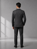 Costume Poliviscose Lapela de Bico Italiano Preto Risca de Giz