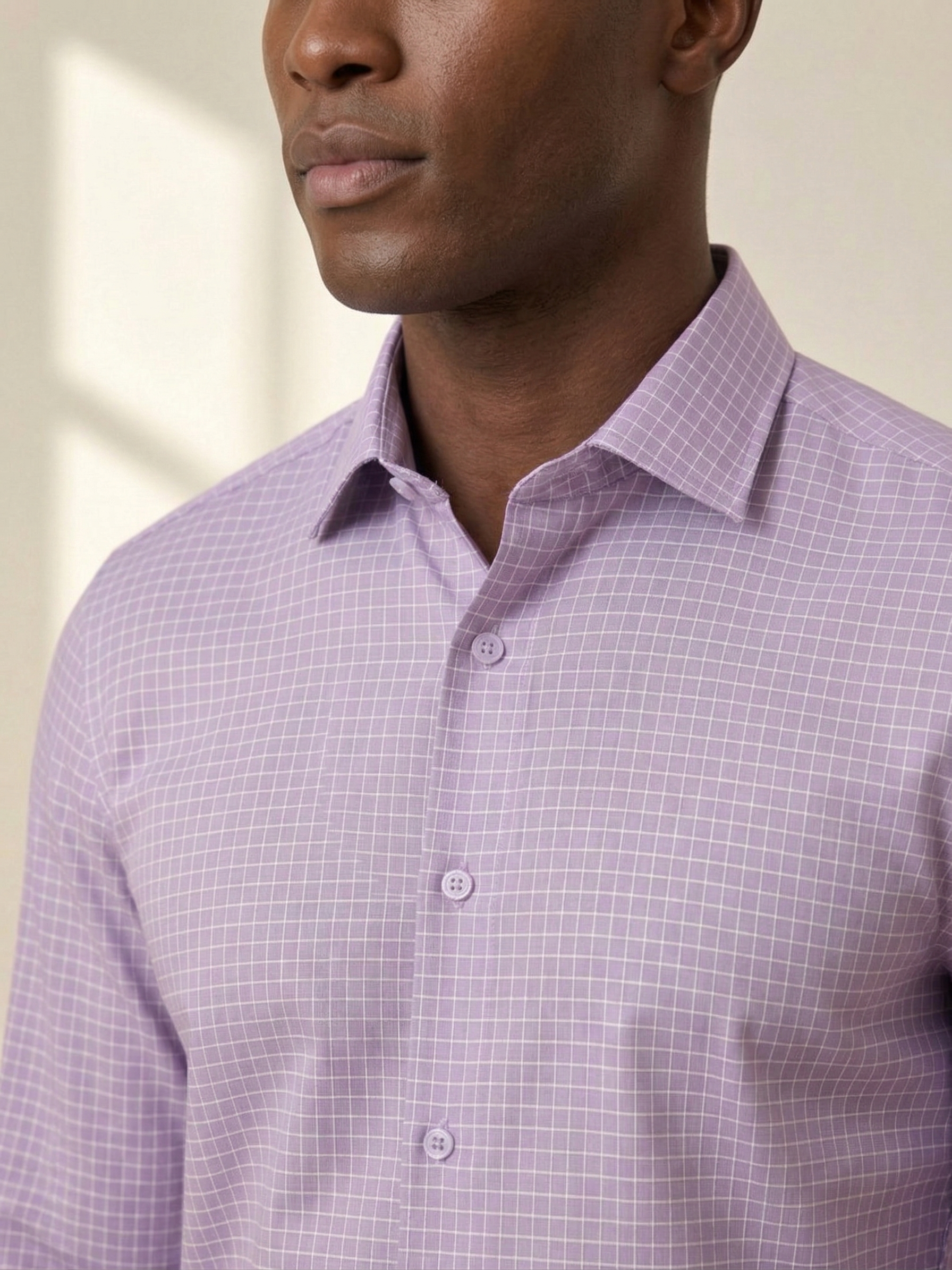 Camisa Social Masculina Lilas Xadrez