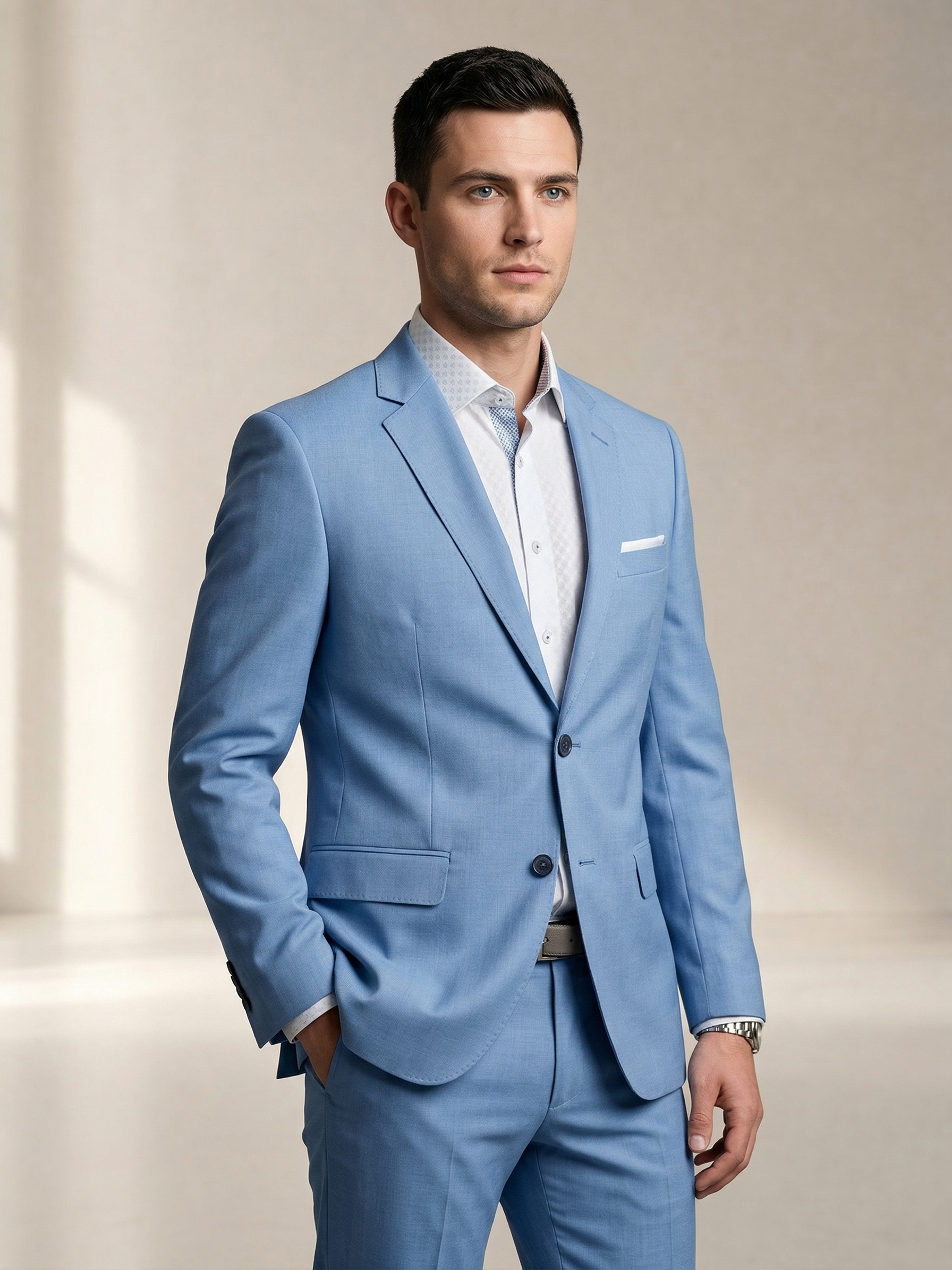 Costume Poliviscose Azul Bebê