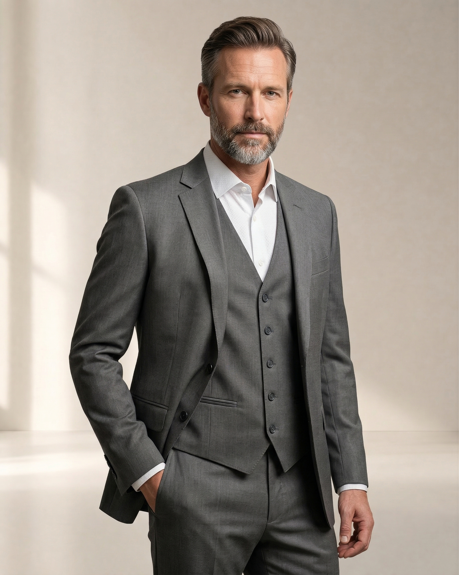 Terno Poliéster Premium Cinza Médio