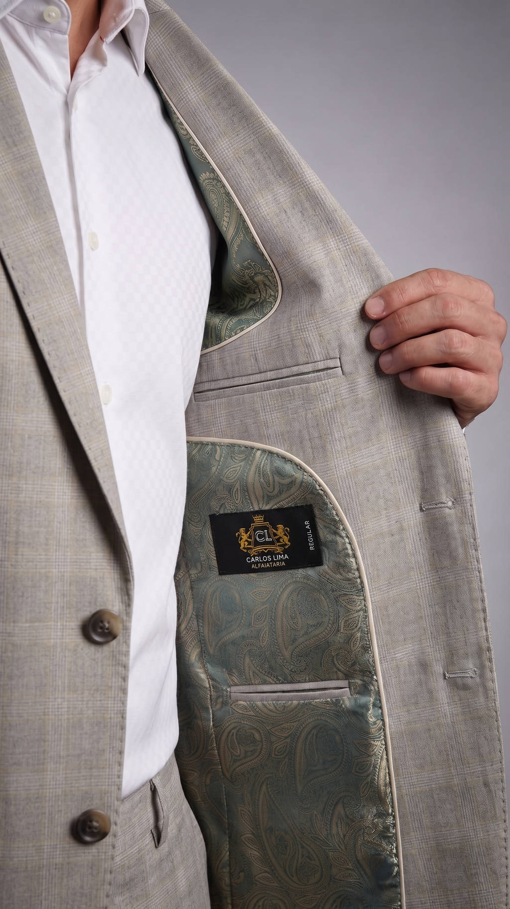 Costume Poliviscose Príncipe de Gales Bege