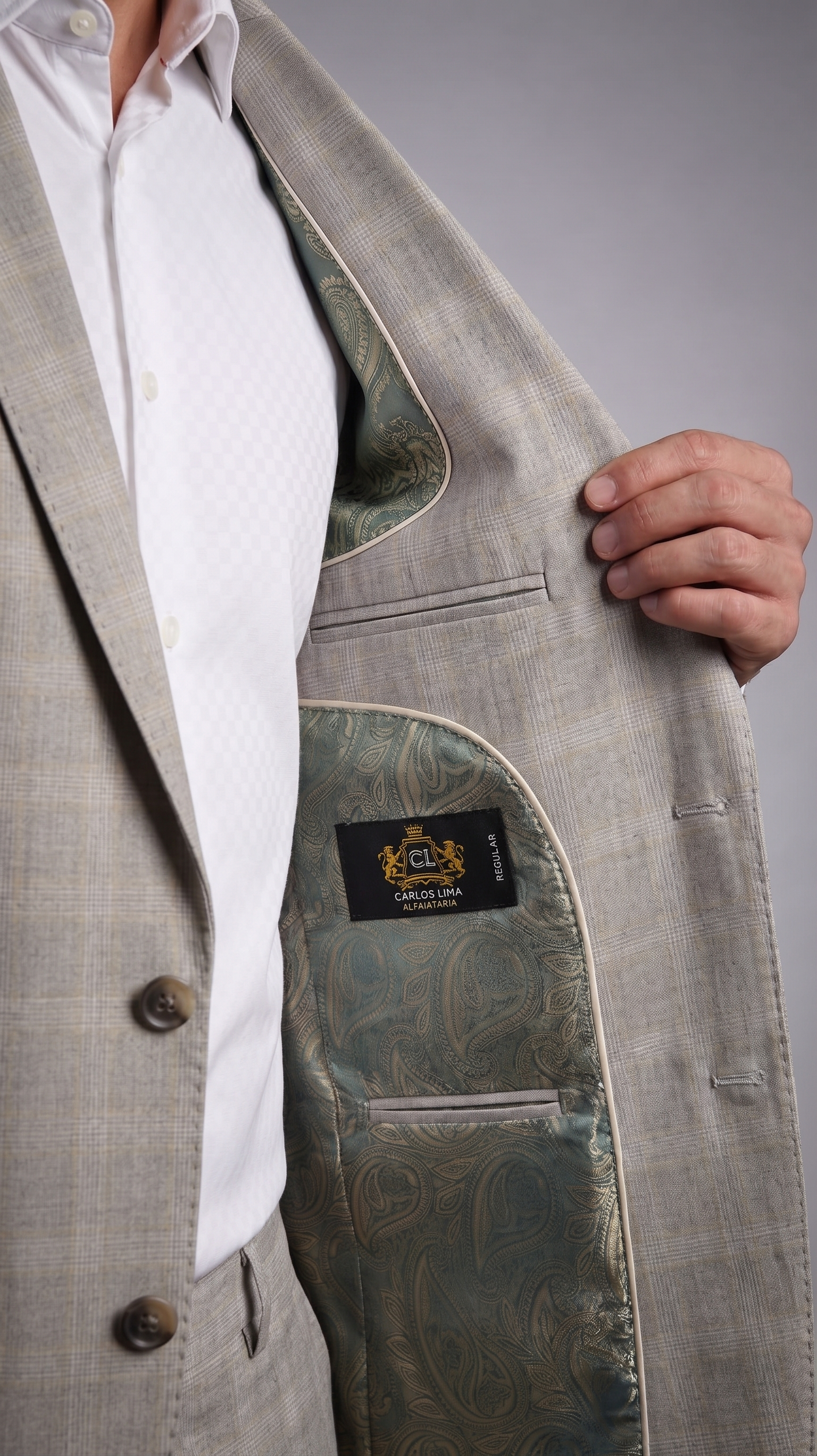 Costume Poliviscose Príncipe de Gales Bege