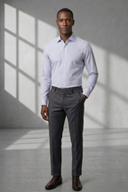 Camisa Social Masculina Risca de Giz em Azul