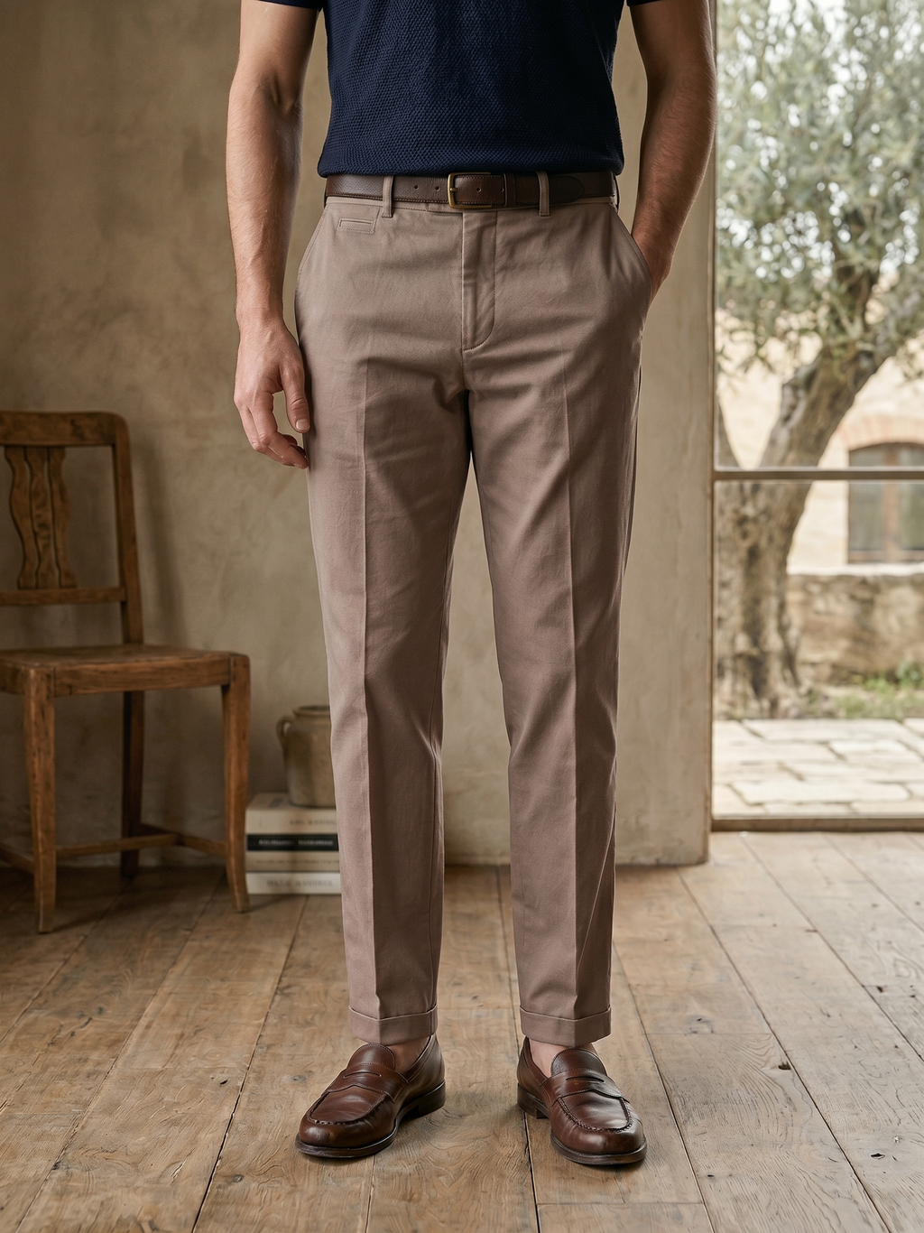 Calça Sarja Masculina Caqui