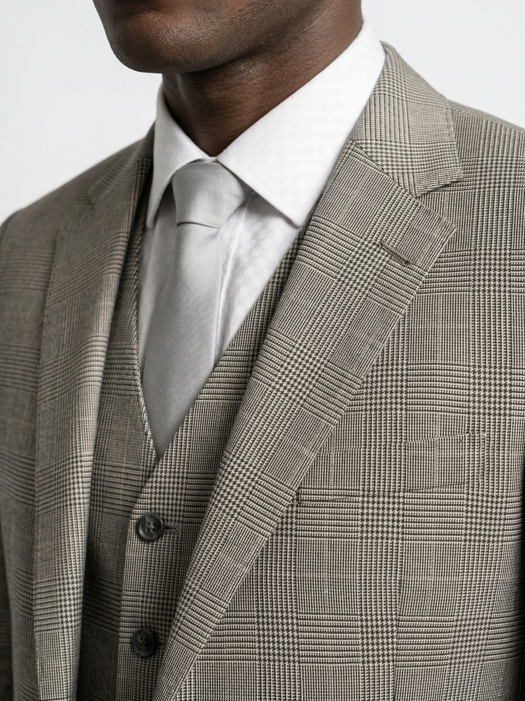 Terno Poliviscose Príncipe de Gales Bege