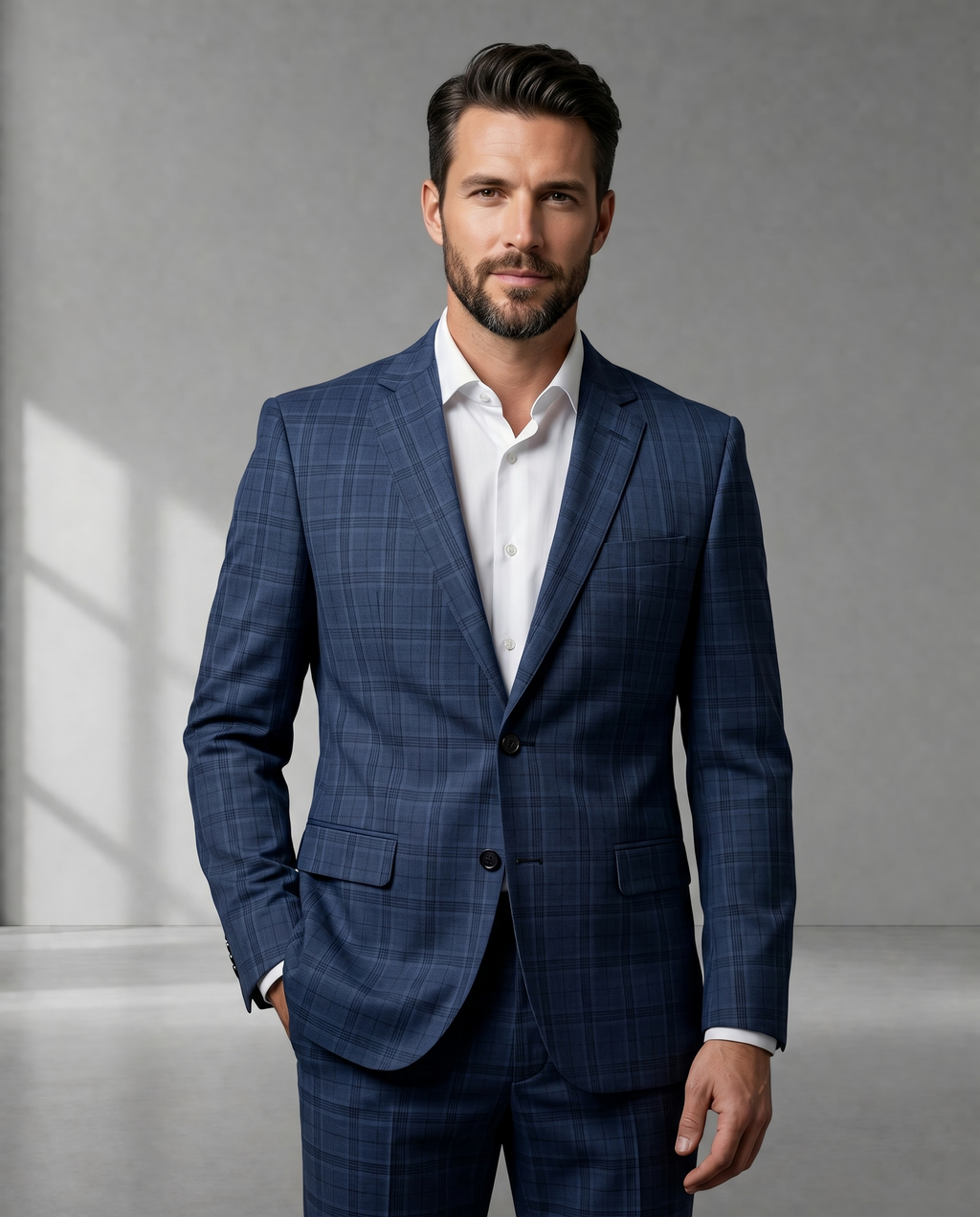 Costume Poliviscose Azul Quadrile