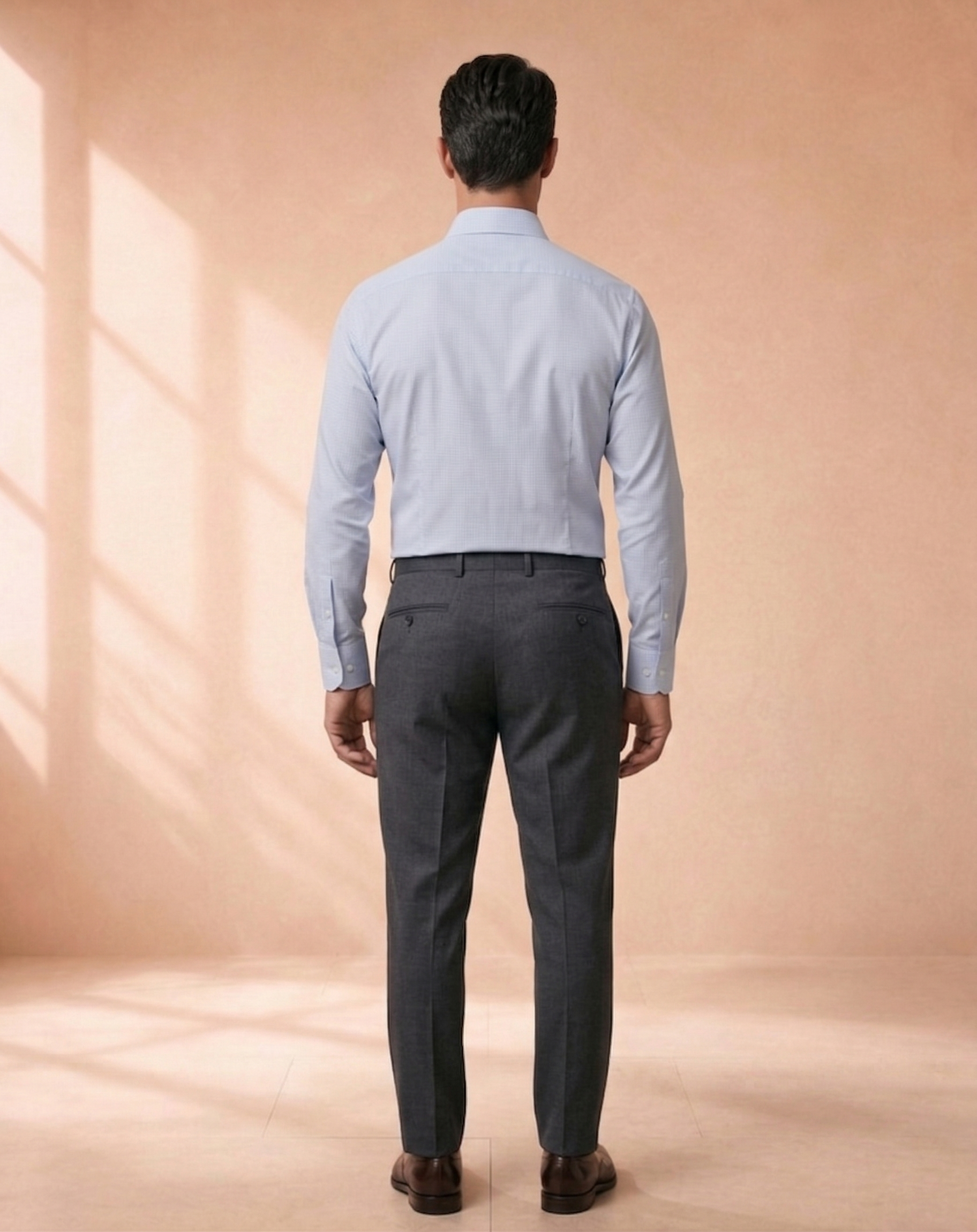 Camisa Social Masculina Branca e Azul Quadrile