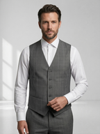 Terno Poliviscose Príncipe de Gales Cinza