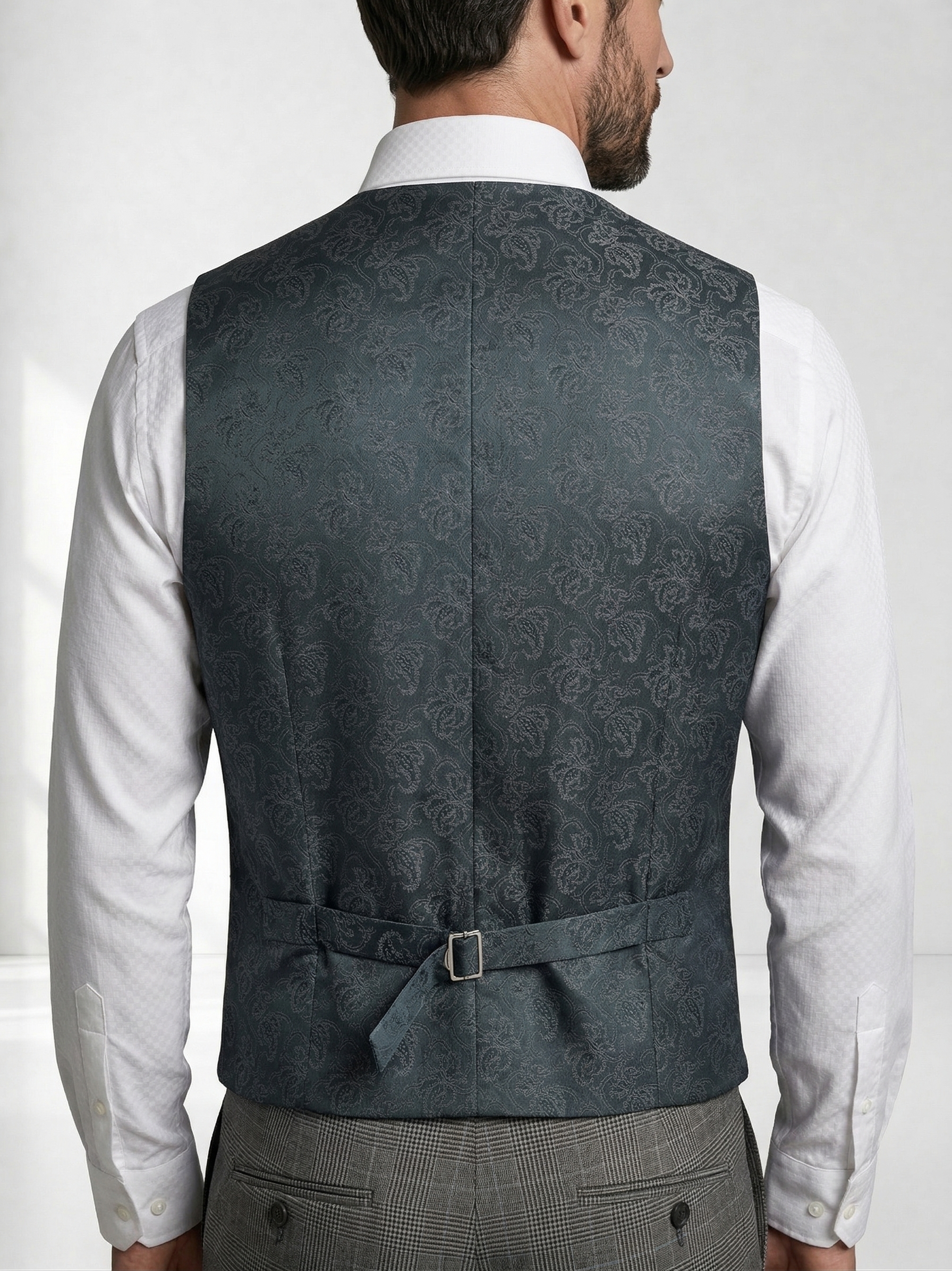 Terno Poliviscose Príncipe de Gales Cinza