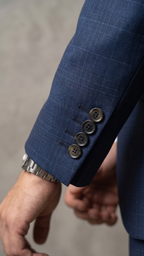 Terno Poliviscose Príncipe de Gales Azul Marinho