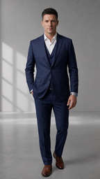 Terno Poliviscose Príncipe de Gales Azul Marinho