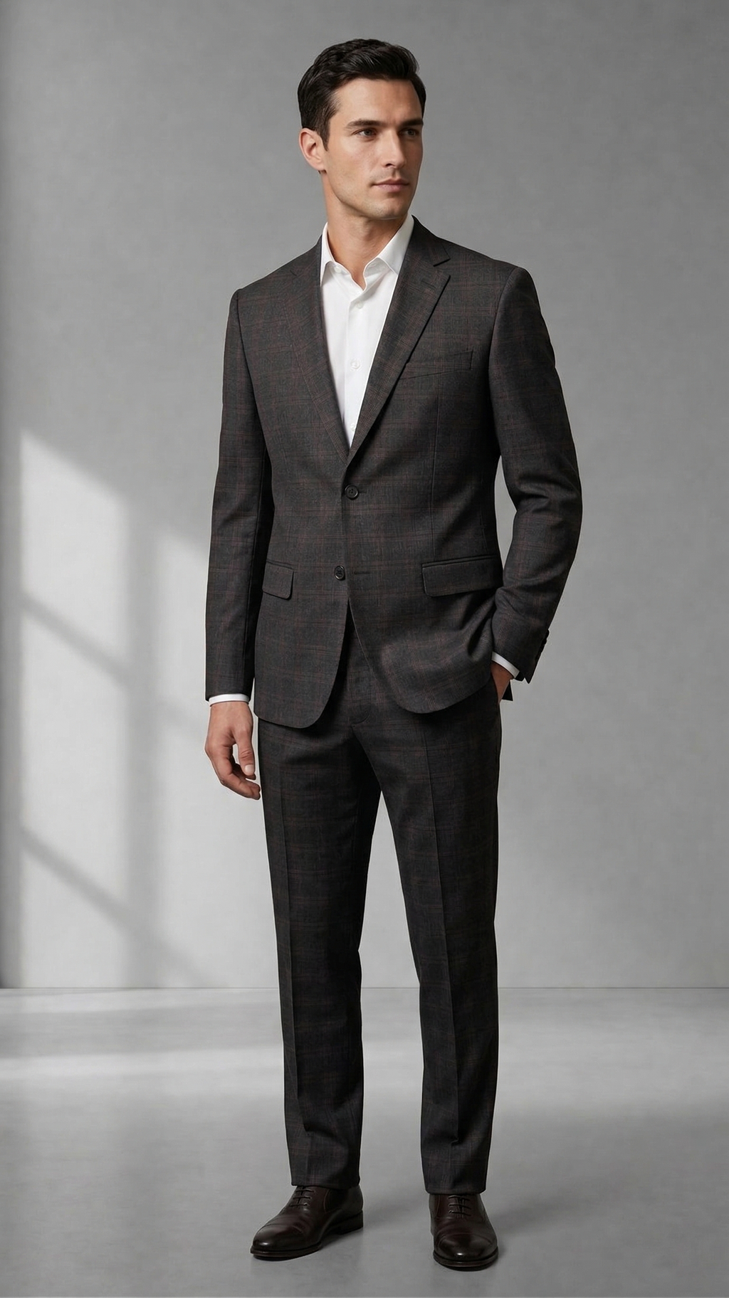 Costume Poliviscose Quadrile Cinza Chumbo
