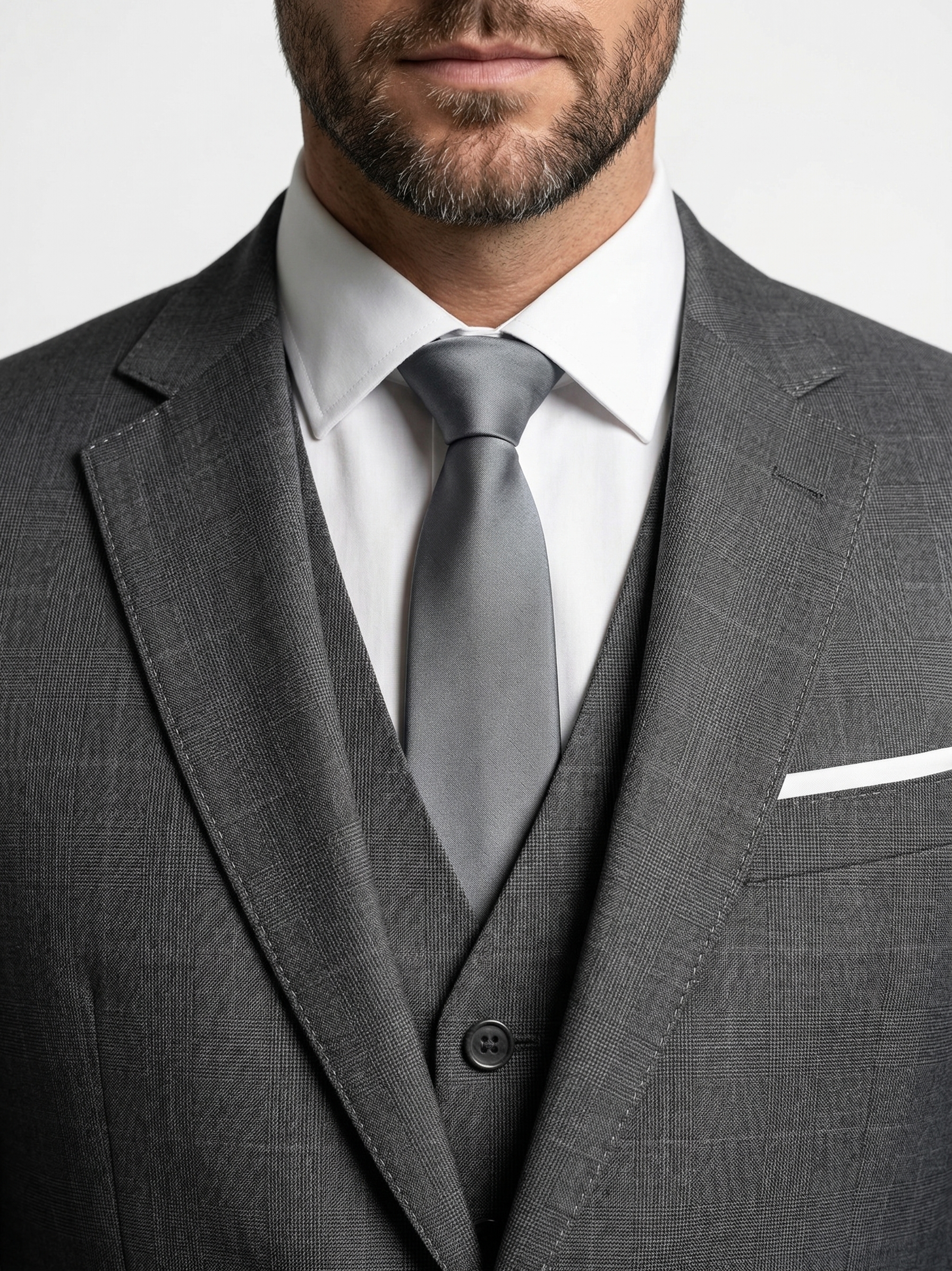 Terno Poliviscose Príncipe de Gales Cinza