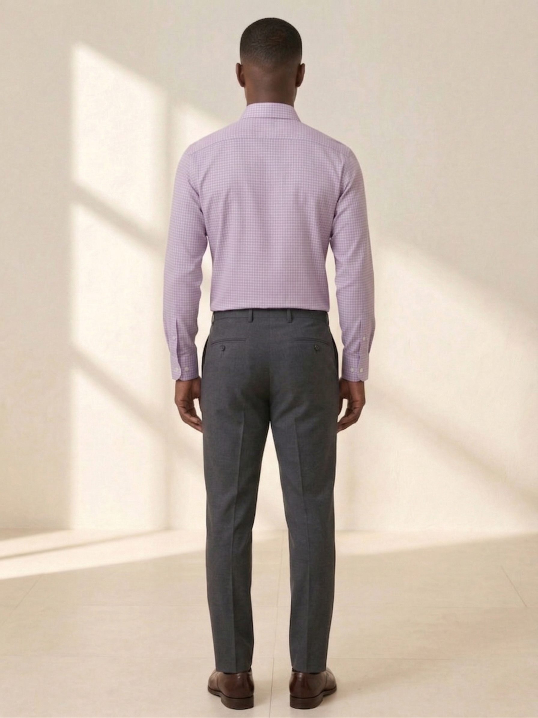 Camisa Social Masculina Lilas Xadrez