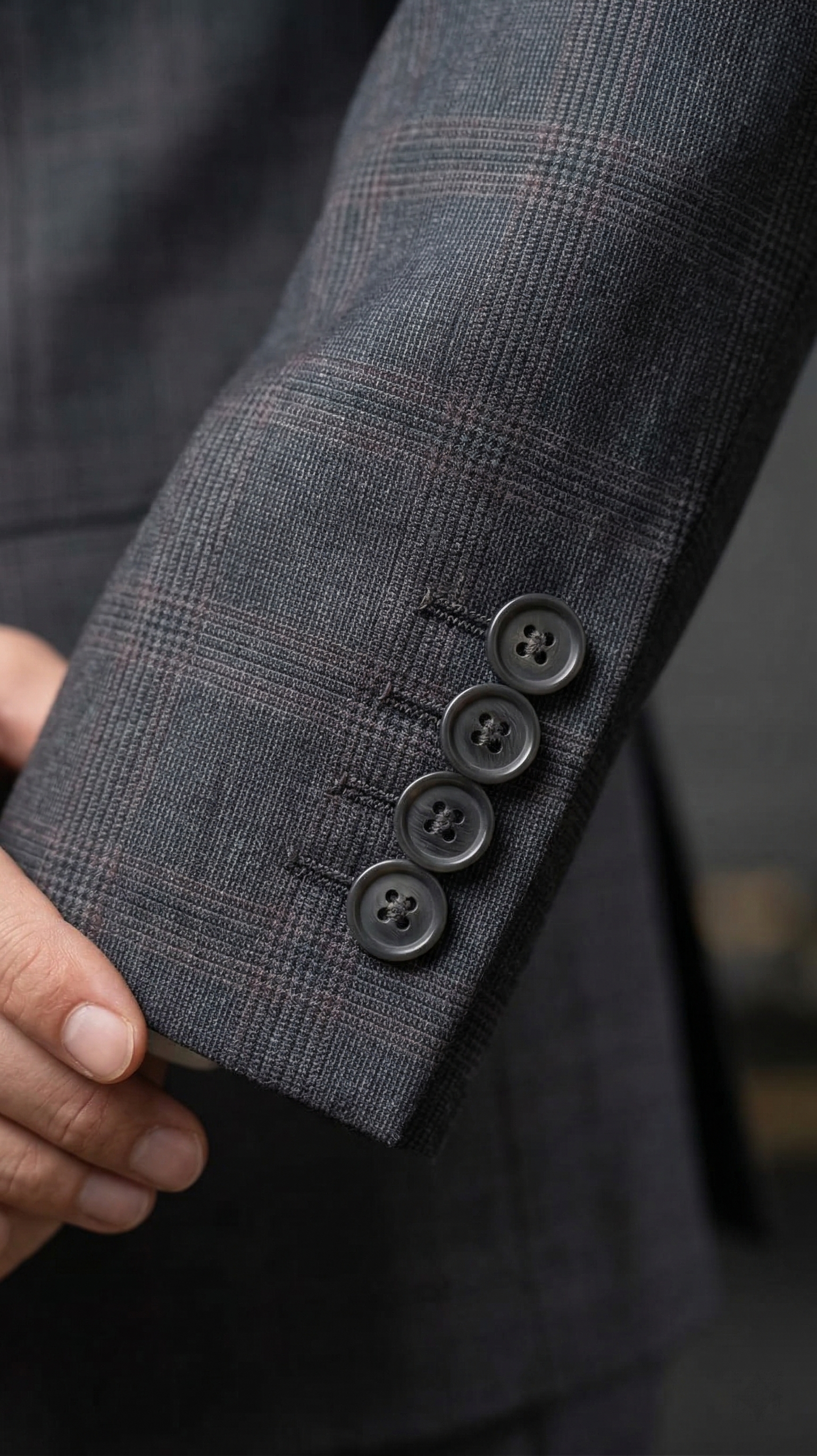 Costume Poliviscose Príncipe de Gales Cinza Escuro