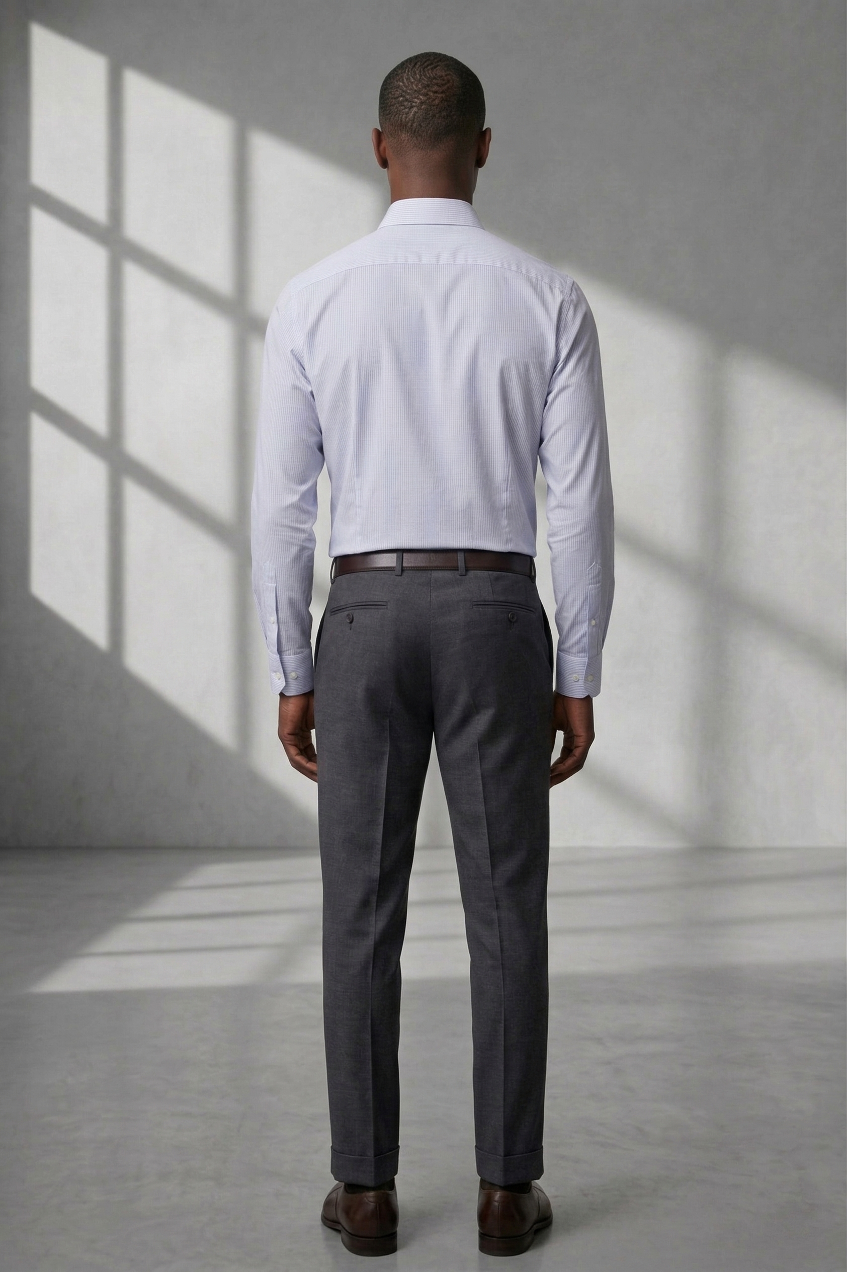 Camisa Social Masculina Risca de Giz em Azul