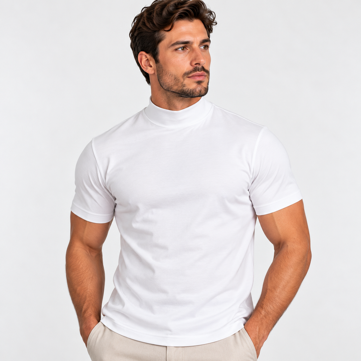 Camiseta Masculina Gola Alta Confort