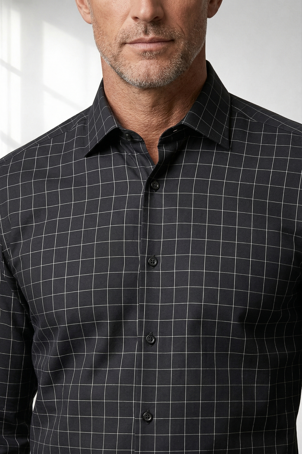 Camisa Social Masculina Riscas Brancas Quadrile